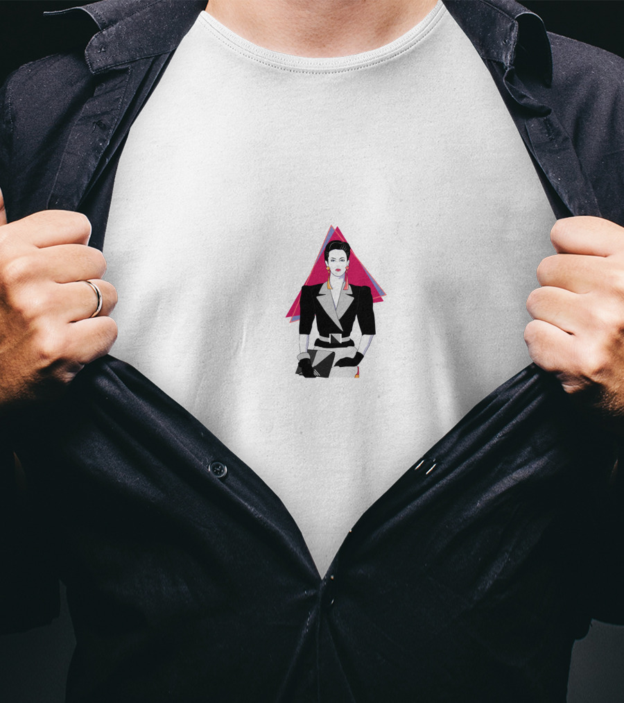 Office Retro Style Black And White Suit Triangular Background T-Shirt