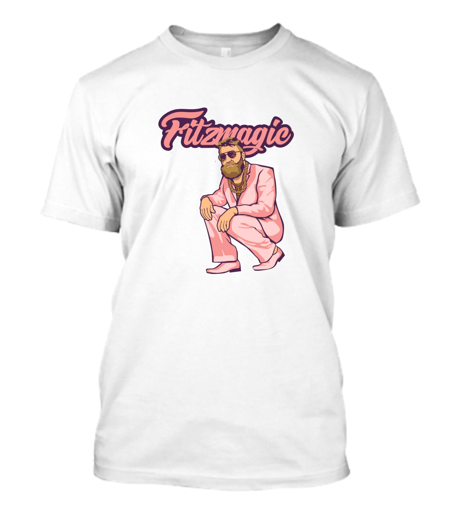 Fitzmagic Pink Suit Beard Sunglasses T-Shirt