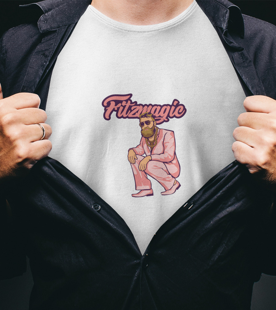 Fitzmagic Pink Suit Beard Sunglasses T-Shirt