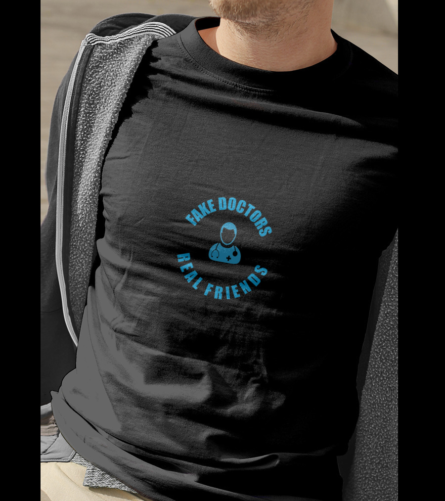 Fake Doctors Real Friends Podcast Logo Blue T-Shirt