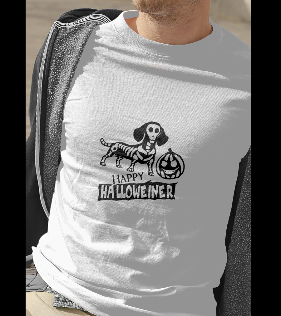 Happy Halloweiner Skeleton Dachshund Jack-o'-Lantern T-Shirt