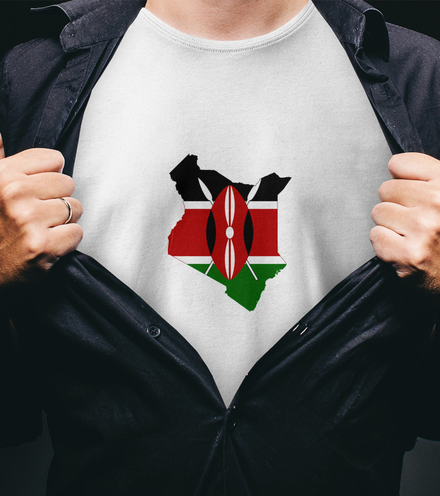 Kenya Flag Map Emblem Badge T-Shirt