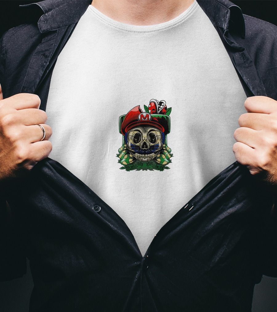 Oompaville Skull Mario Piranha Plant Mashup T-Shirt