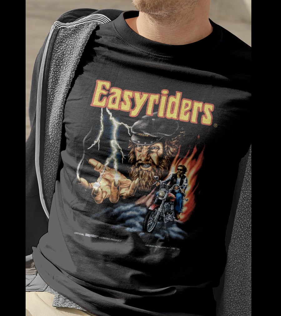 Easyriders Vintage 3D Emblem Lightning Biker Made In U.S.A T-Shirt