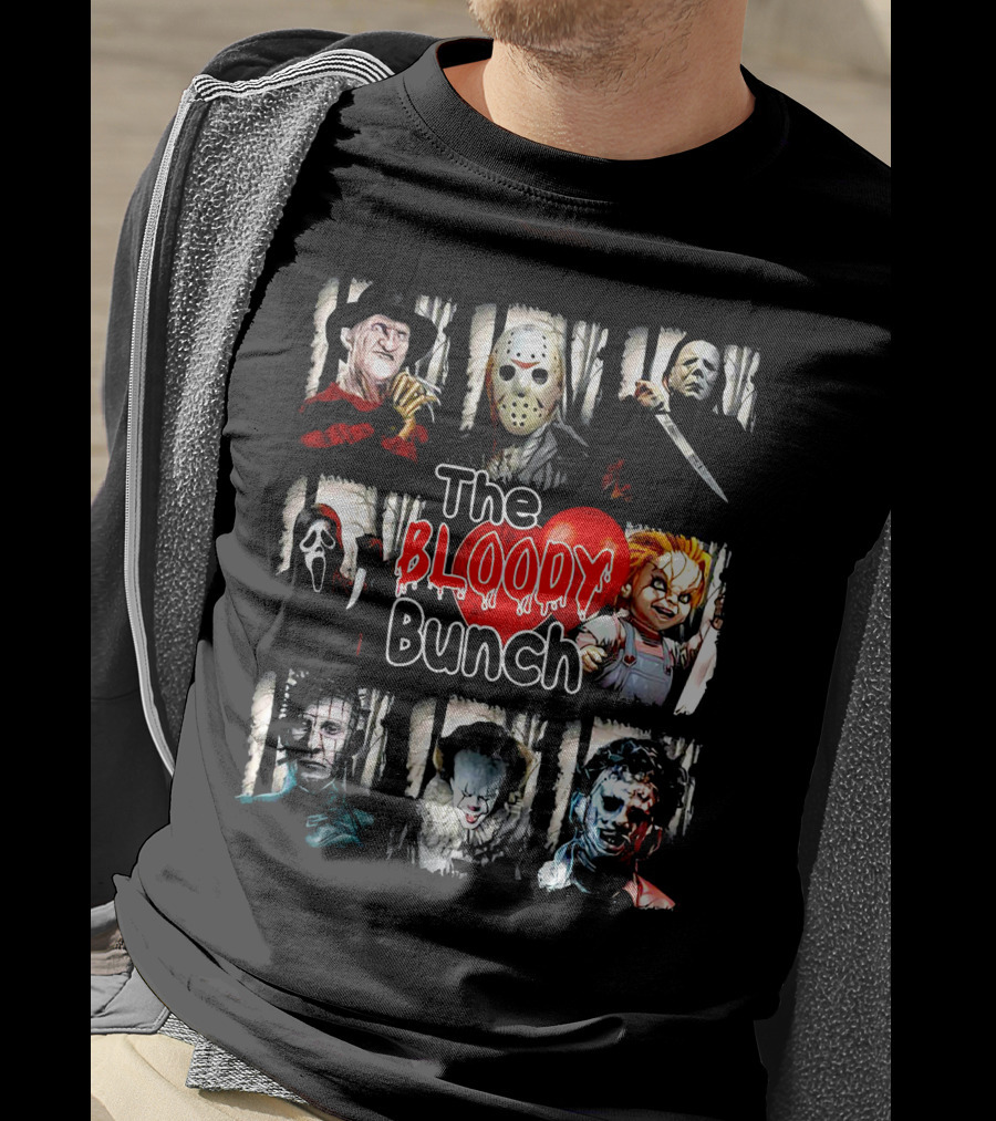 The Bloody Bunch Freddy Jason Michael Ghostface Chucky Pinhead Pennywise Leatherface T-Shirt