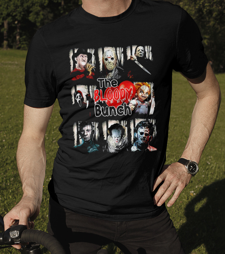 The Bloody Bunch Freddy Jason Michael Ghostface Chucky Pinhead Pennywise Leatherface T-Shirt