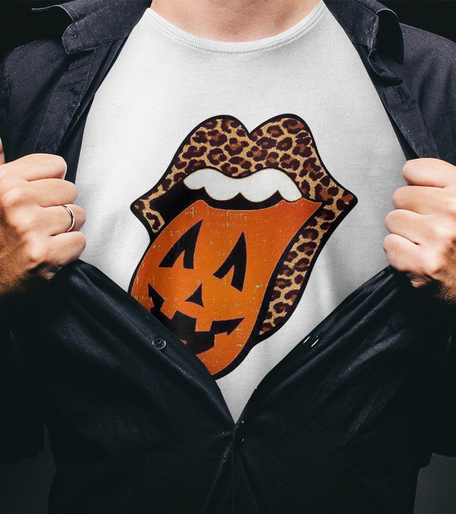 Rolling Pumpkin Leopard Tongue Jack-O'-Lantern T-Shirt