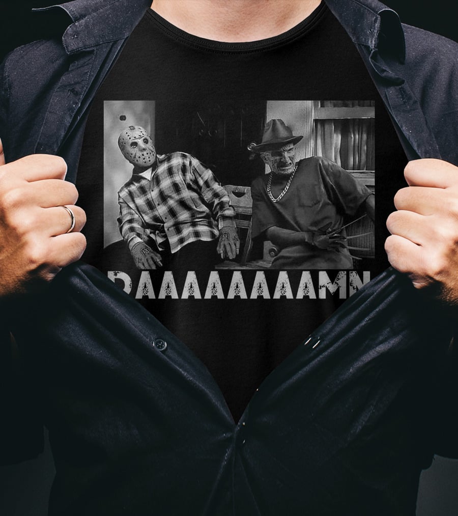 Slashers Daaaaaaamn Jason Voorhees And Freddy Krueger Reaction Scene T-Shirt