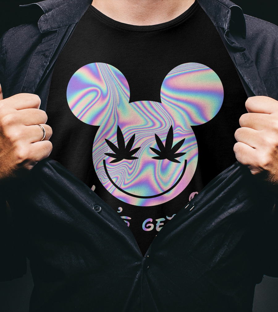Let's Get Lit Psychedelic Mouse Face With Cannabis Eyes T-Shirt