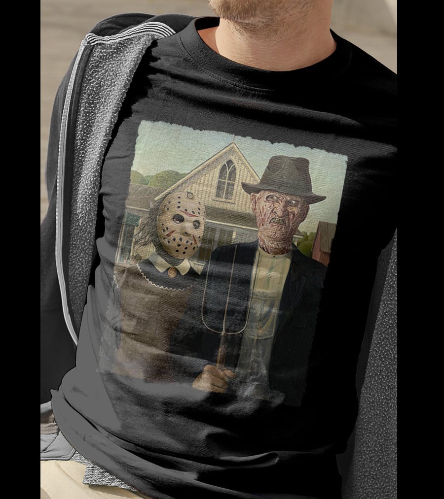 American Gothic Jason Freddy Horror Mashup T-Shirt