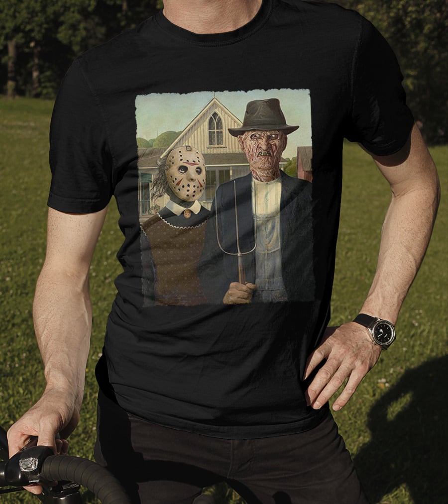 American Gothic Jason Freddy Horror Mashup T-Shirt