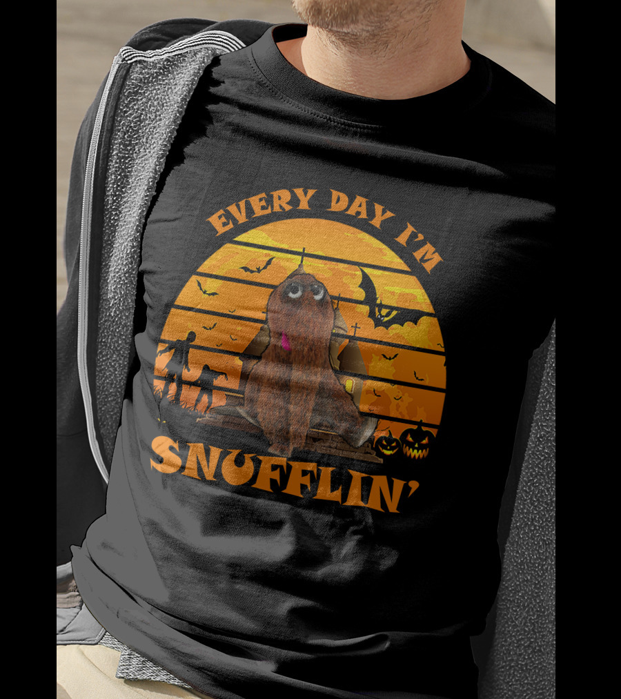 Every Day I'm Snufflin' Halloween Orange Bats Pumpkins Church T-Shirt