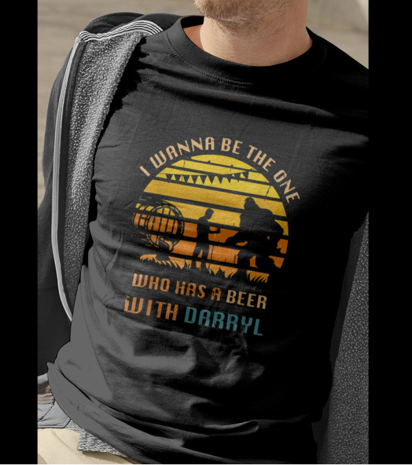 I Wanna Be The One Who Has A Beer With DARRYL Bigfoot Silhouette Retro Sunset T-Shirt