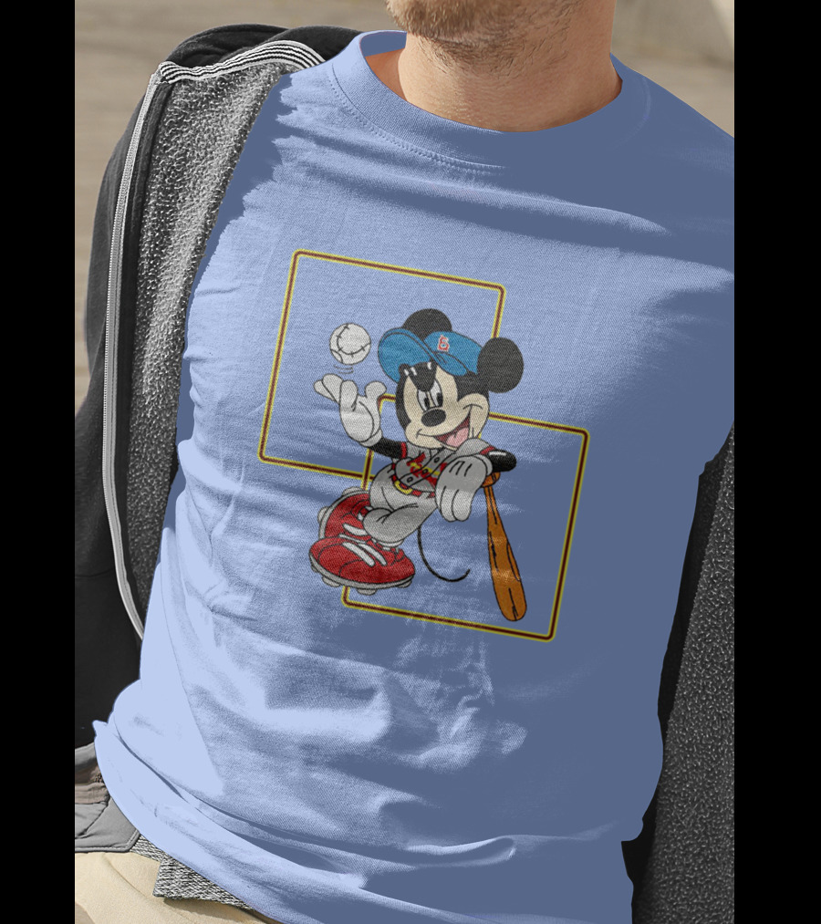 Mickey Mouse Baseball Player Blue Cap Bat And Ball Disney Classic T-Shirt