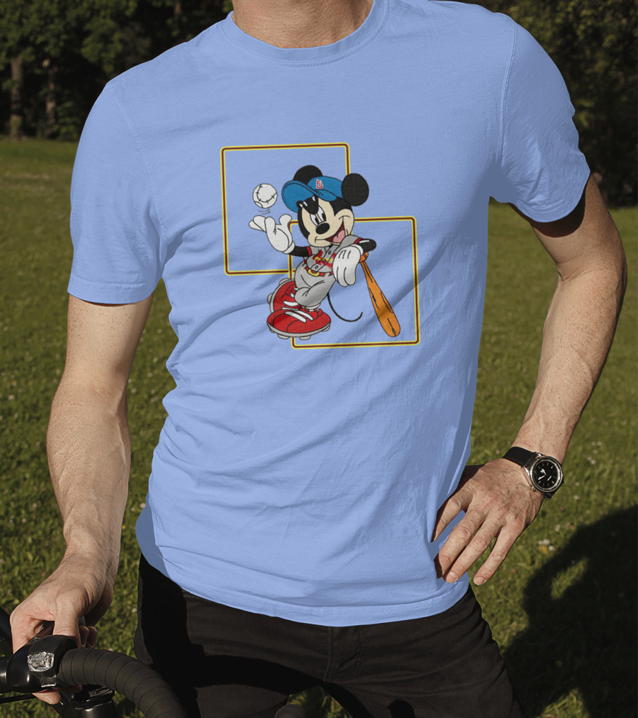 Mickey Mouse Baseball Player Blue Cap Bat And Ball Disney Classic T-Shirt