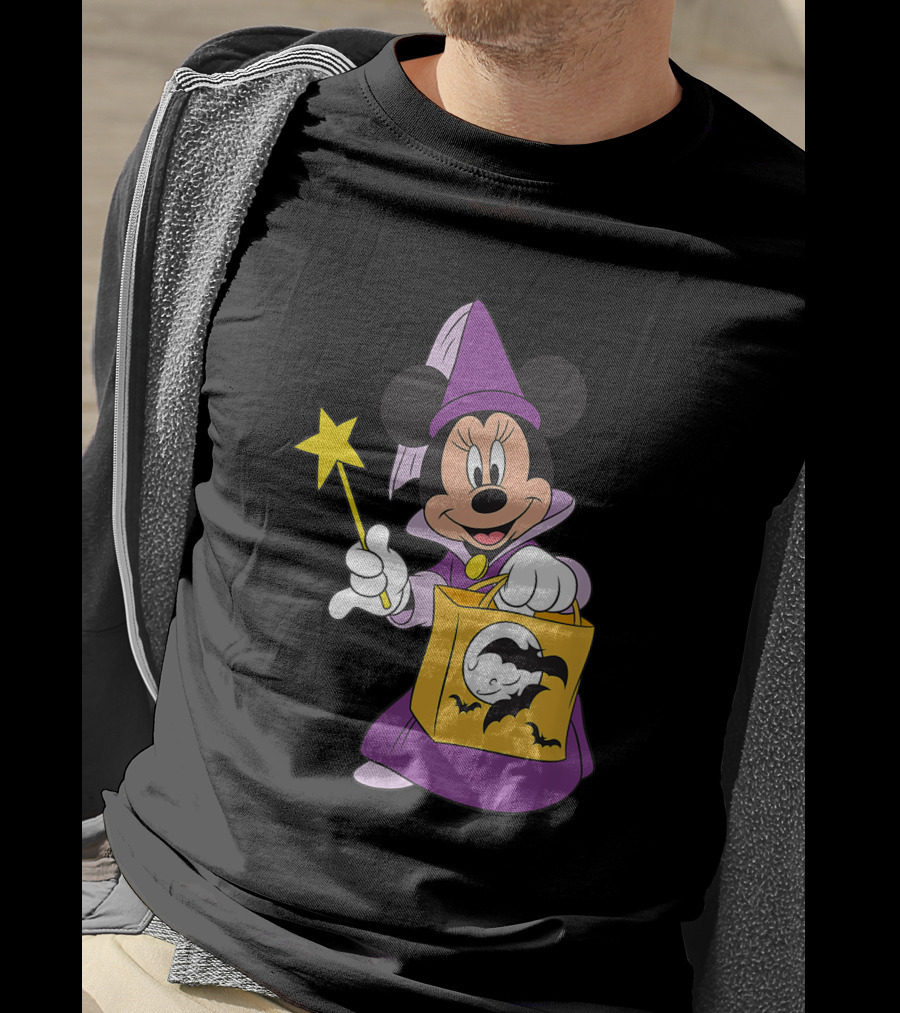Disney Halloween Minnie Mouse Witch Costume With Magic Wand And Trick-or-Treat Bag T-Shirt
