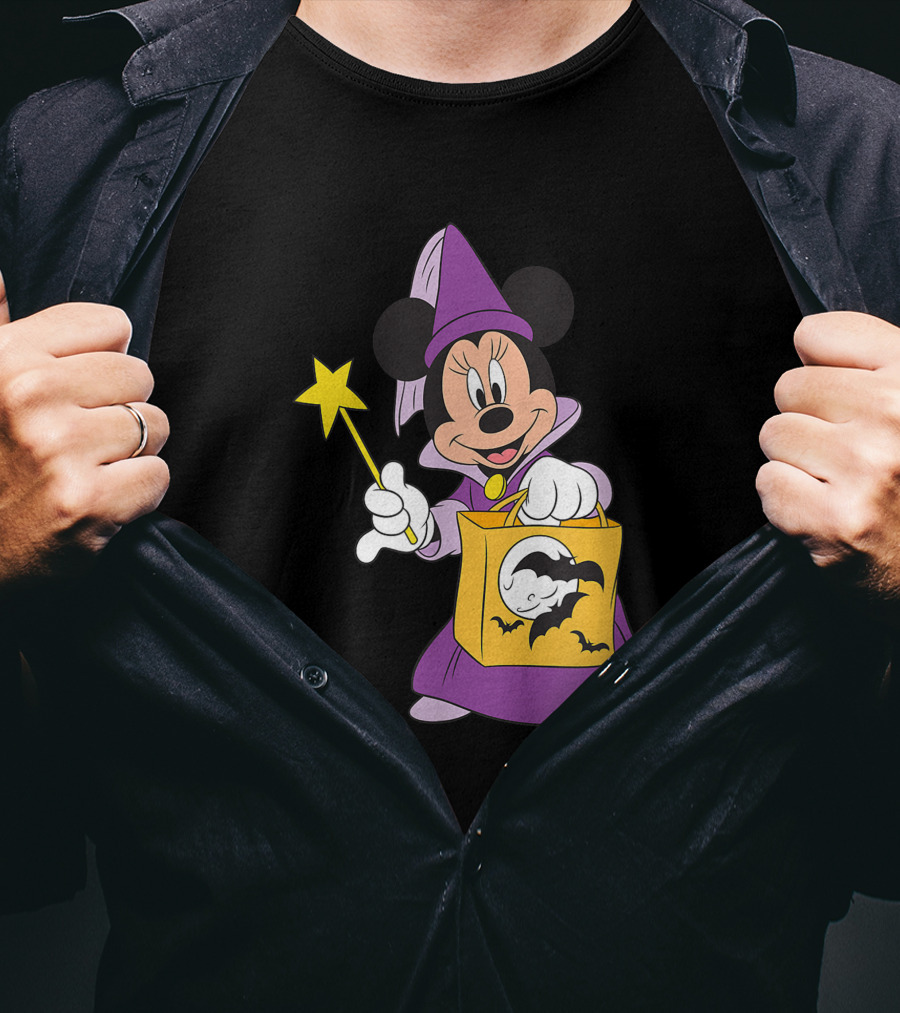 Disney Halloween Minnie Mouse Witch Costume With Magic Wand And Trick-or-Treat Bag T-Shirt