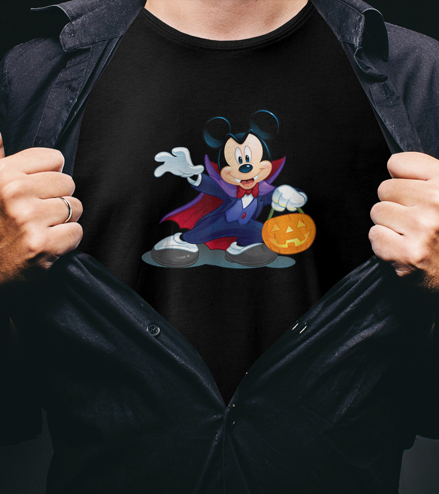 Disney Halloween Mickey Mouse Vampire Pumpkin T-Shirt