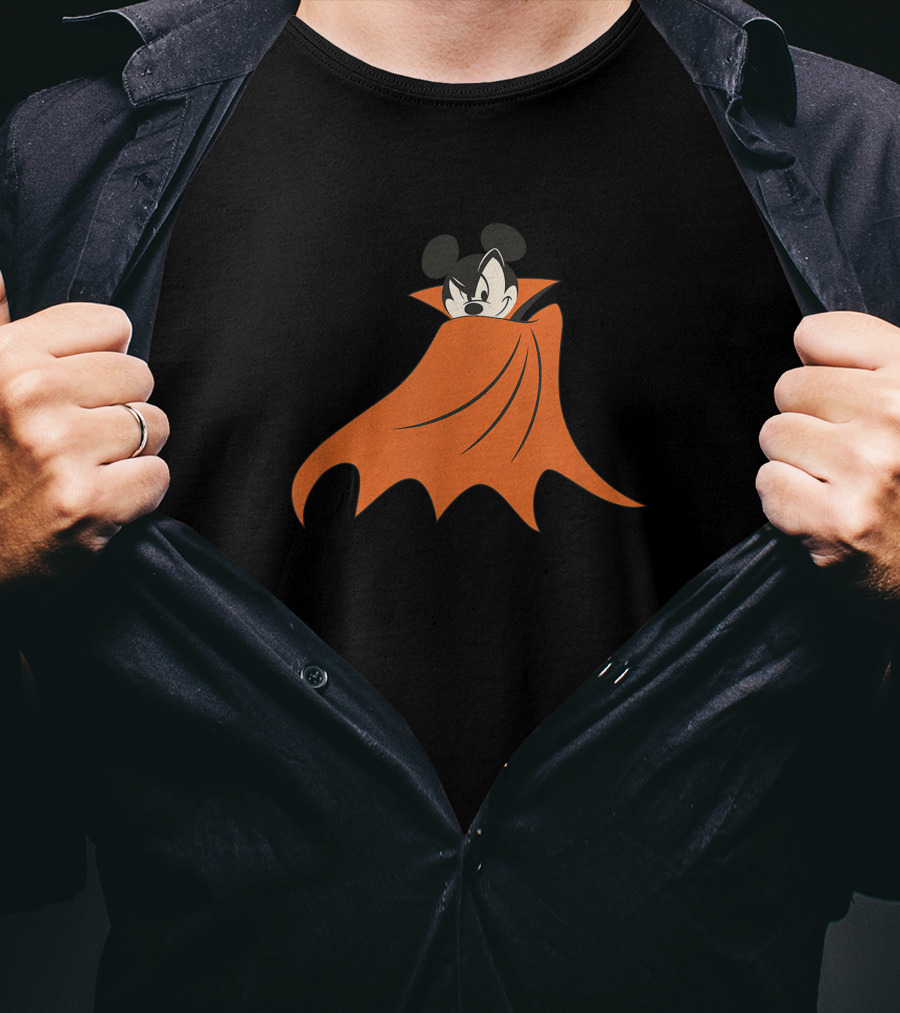 Disney Halloween Mickey Mouse Vampire Cape Smirk T-Shirt