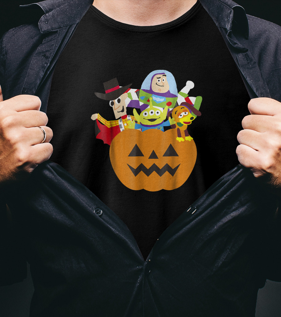 Disney Pixar Toy Story Characters In Halloween Pumpkin Costume T-Shirt