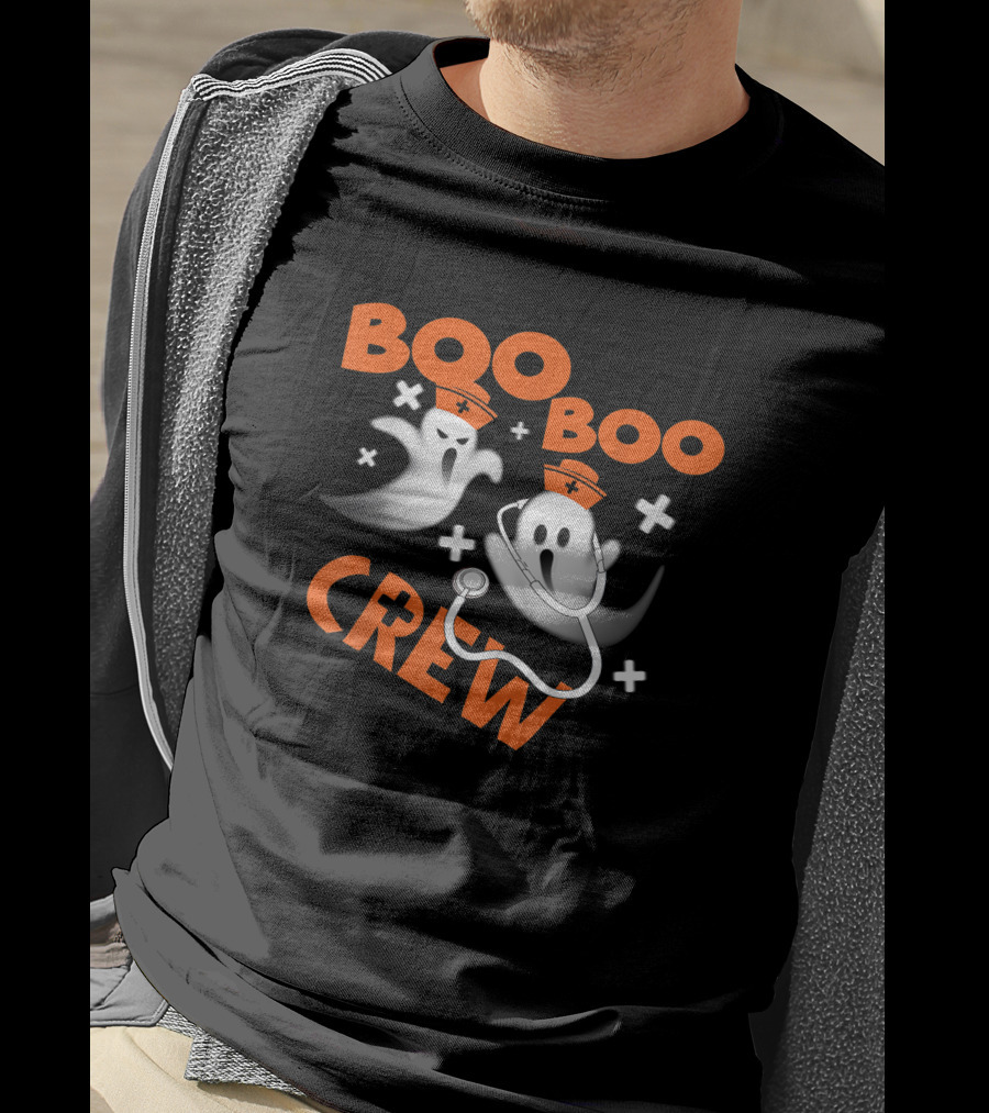 Boo Boo Crew Funny Halloween Ghost Nurse Pumpkin T-Shirt