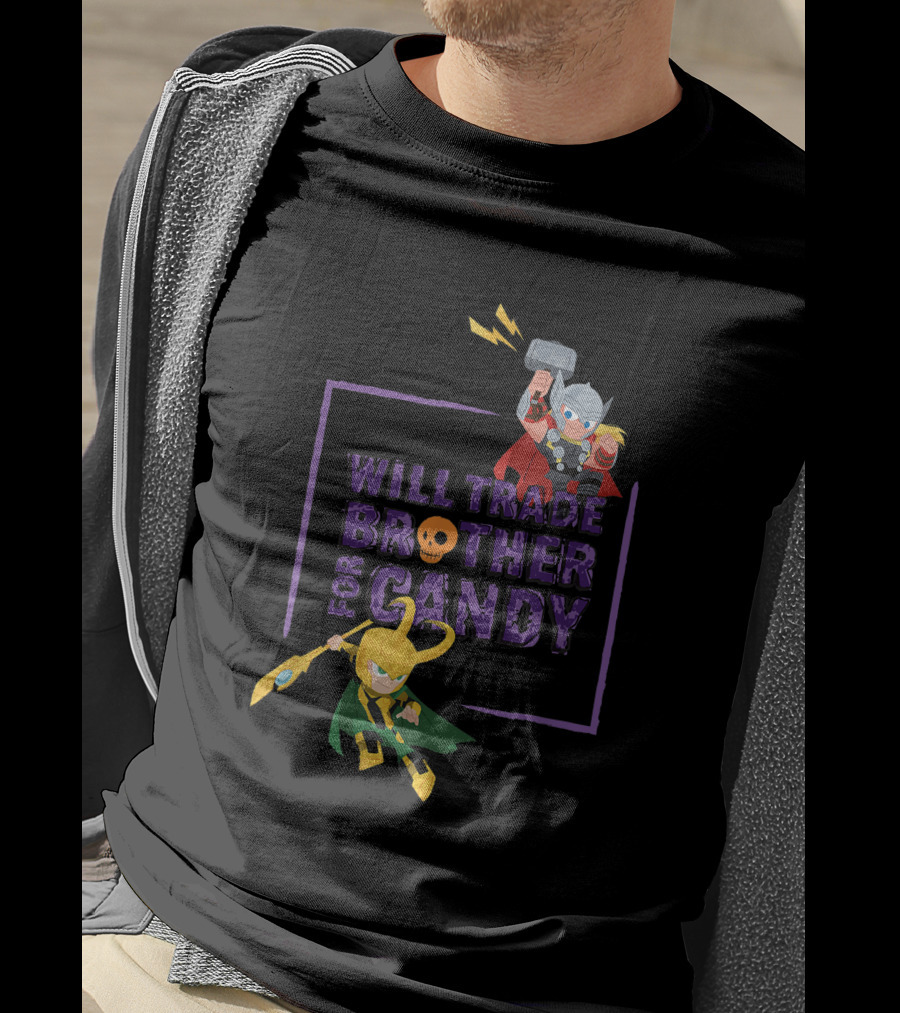 Marvel Loki And Thor Chibi Will Trade Brother For Candy T-Shirt