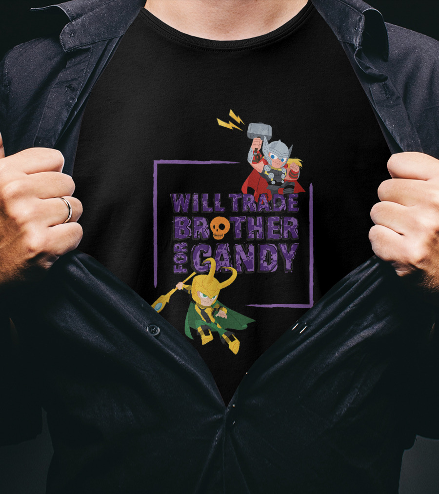 Marvel Loki And Thor Chibi Will Trade Brother For Candy T-Shirt
