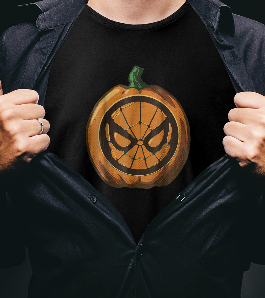 Marvel Spider Man Pumpkin Halloween Face T-Shirt