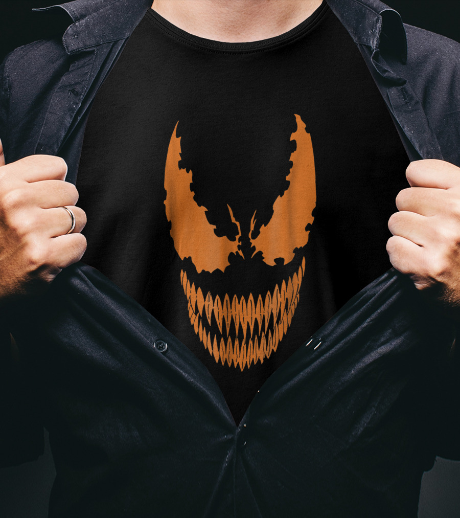 Marvel Venom Orange Face Iconic Symbiote Grin T-Shirt