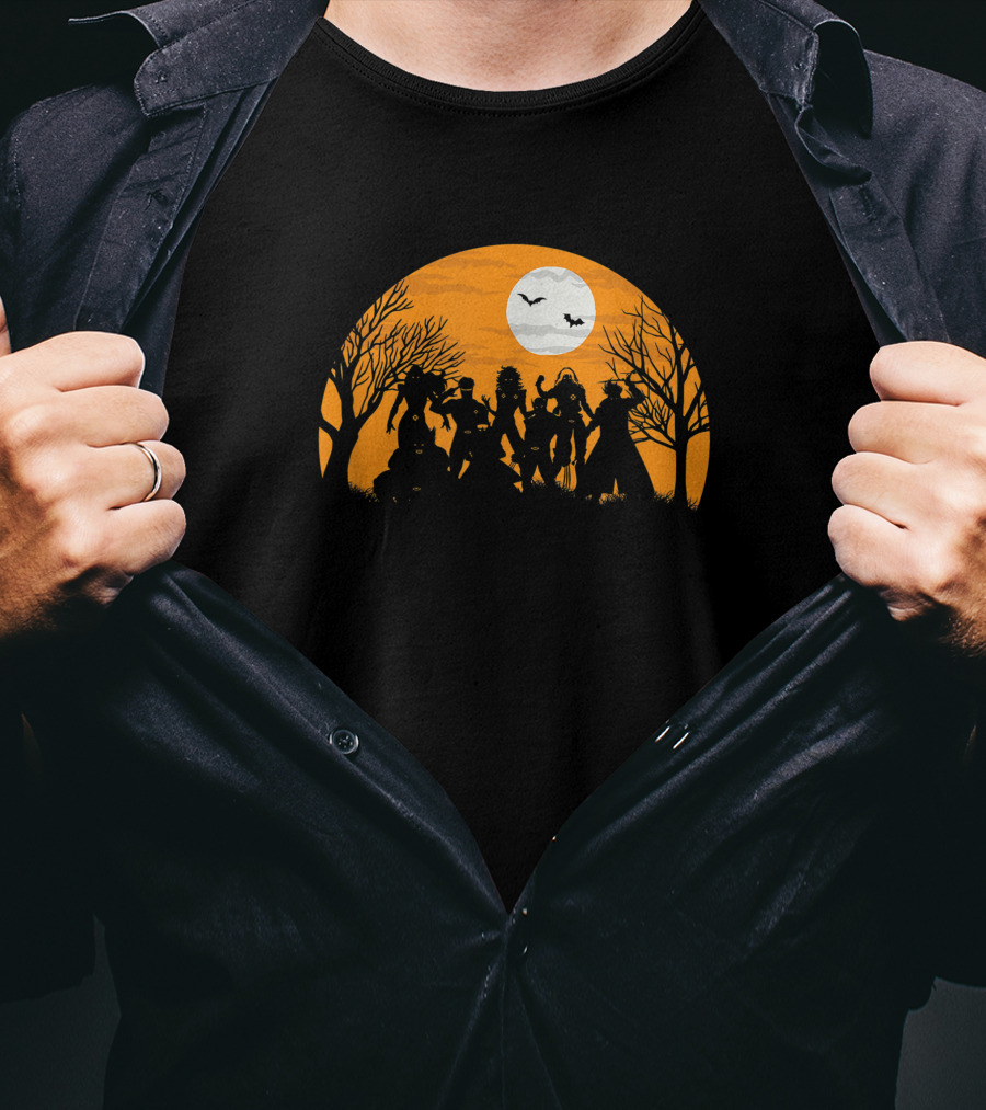 Marvel X Halloween Silhouettes Full Moon Bats T-Shirt