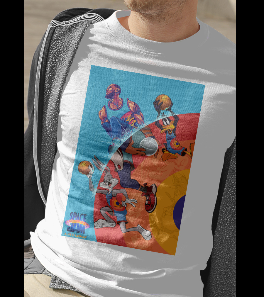 Space Jam A New Legacy Lebron James Bugs Bunny Daffy Duck Basketball Action T-Shirt