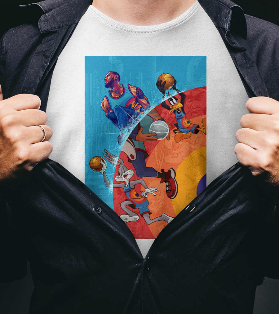 Space Jam A New Legacy Lebron James Bugs Bunny Daffy Duck Basketball Action T-Shirt
