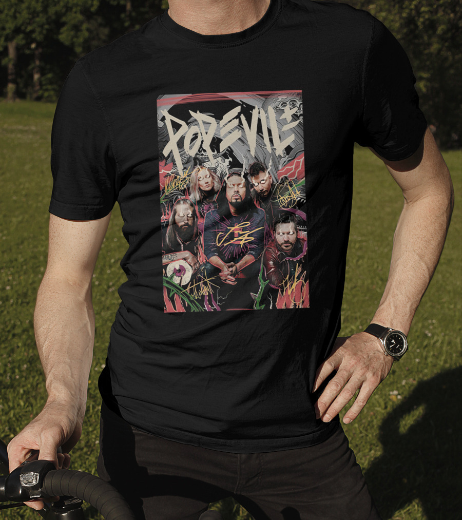 Pop Evil Band Signatures Comic T-Shirt