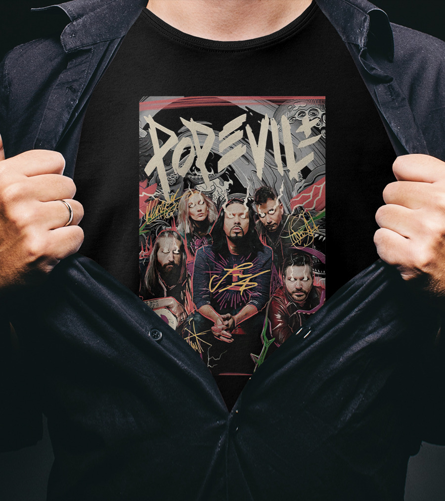 Pop Evil Band Signatures Comic T-Shirt