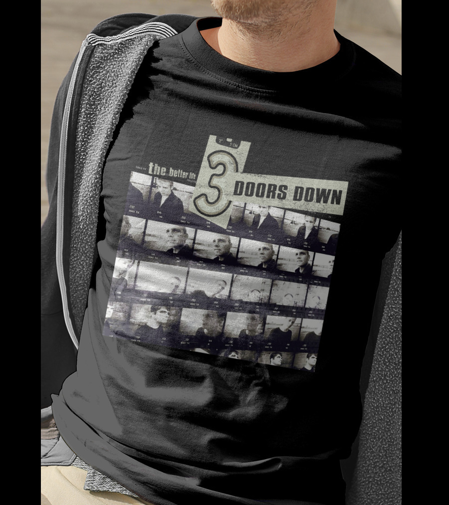 3 Doors Down The Better Life Album Cover Black And White Photographic Collage T-Shirt