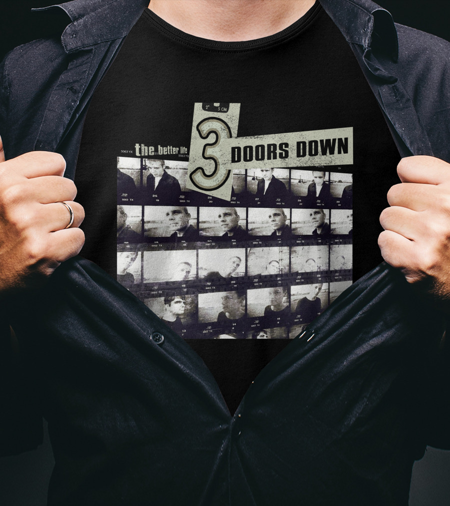 3 Doors Down The Better Life Album Cover Black And White Photographic Collage T-Shirt