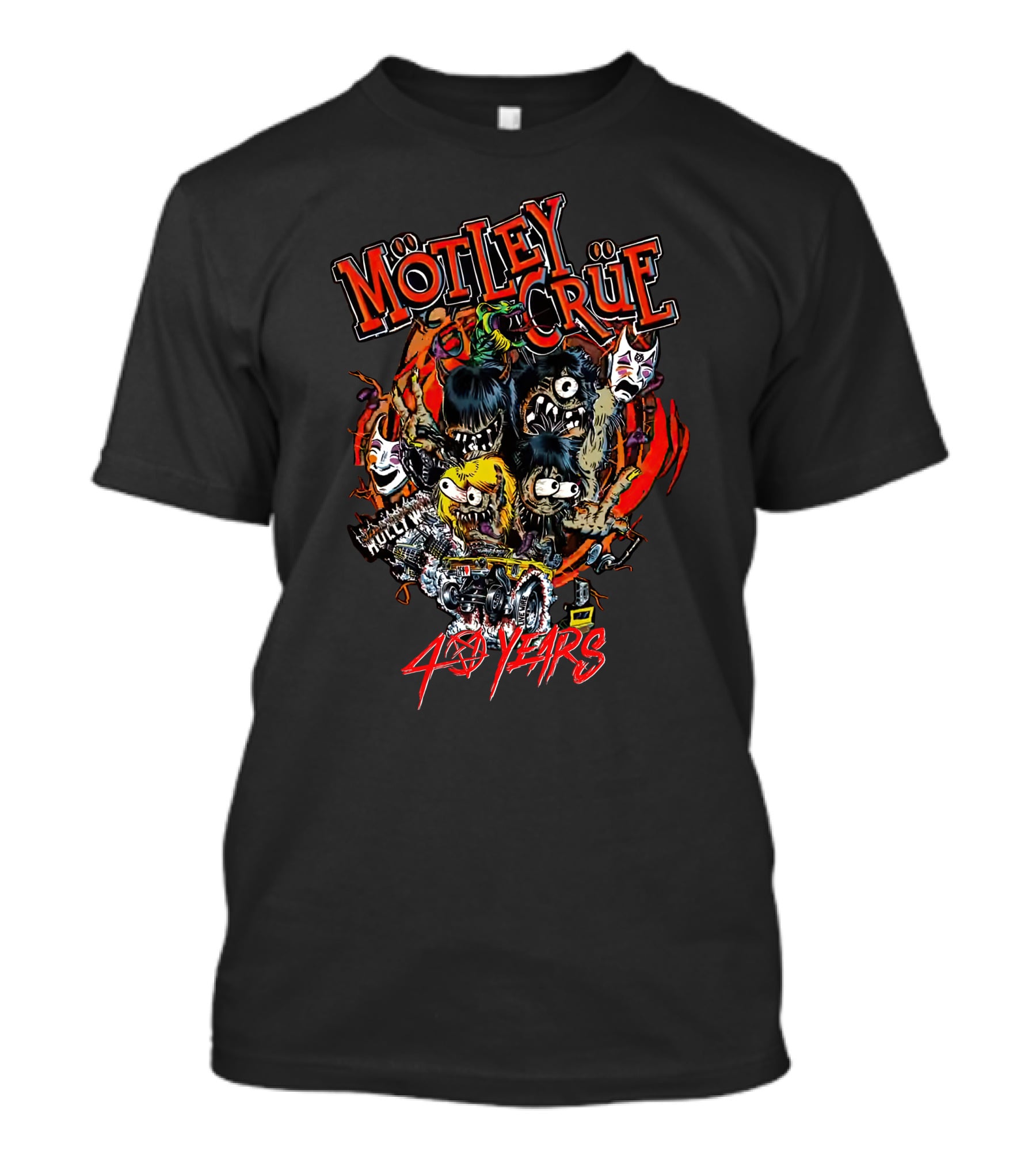 Mötley Crüe 40 Years Motley Monsters Halloween Creepy Band Characters T-Shirt