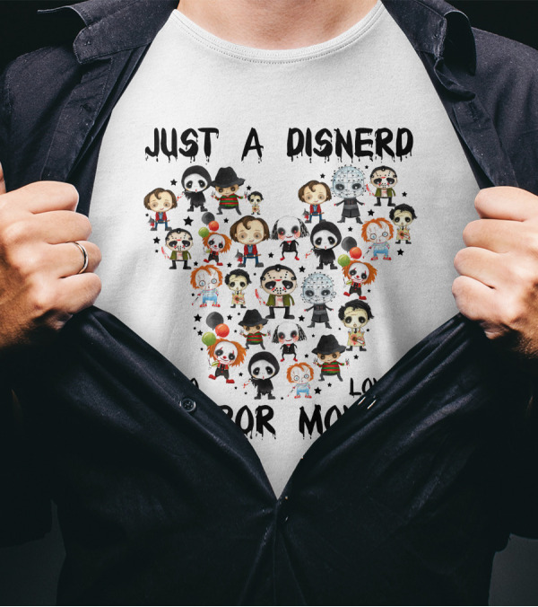 Just A Disnerd Who Loves Horror Movies Mickey Face T-Shirt