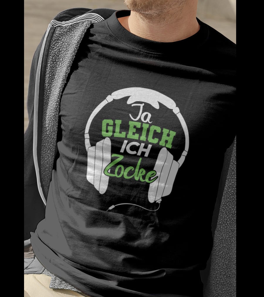 Ja Gleich Ich Zocke Headphones Gaming Humor T-Shirt