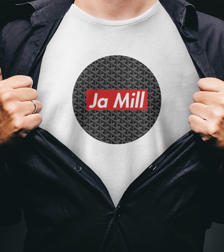 Ja Mill Red Typography On Black Patterned Circle T-Shirt