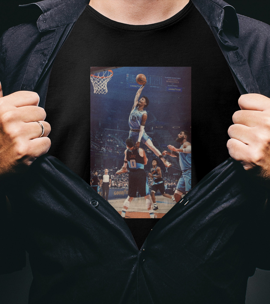 Ja Morant Dunk Over Love Basketball Action Scene T-Shirt