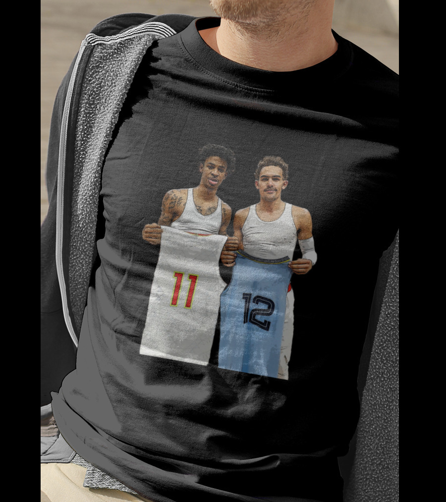 Trae Young Ja Morant Holding 11 12 Jerseys Funny Basketball Duo T-Shirt