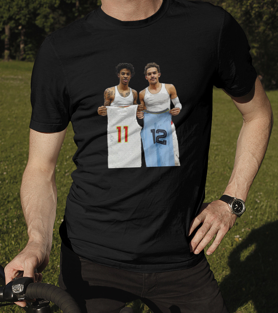 Trae Young Ja Morant Holding 11 12 Jerseys Funny Basketball Duo T-Shirt