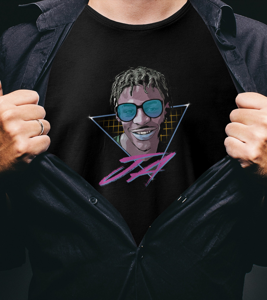 Retro JA Morant Neon Sunglasses Smile T-Shirt