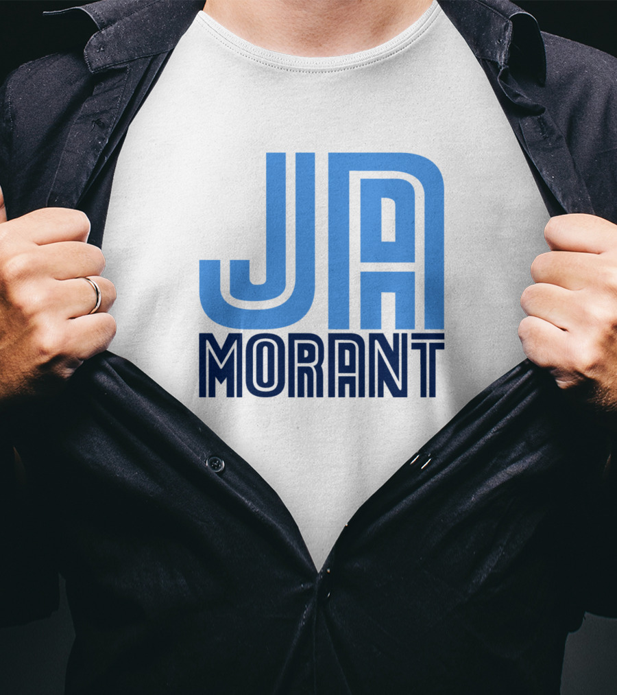 Ja Morant Memphis Basketball Blue Text T-Shirt