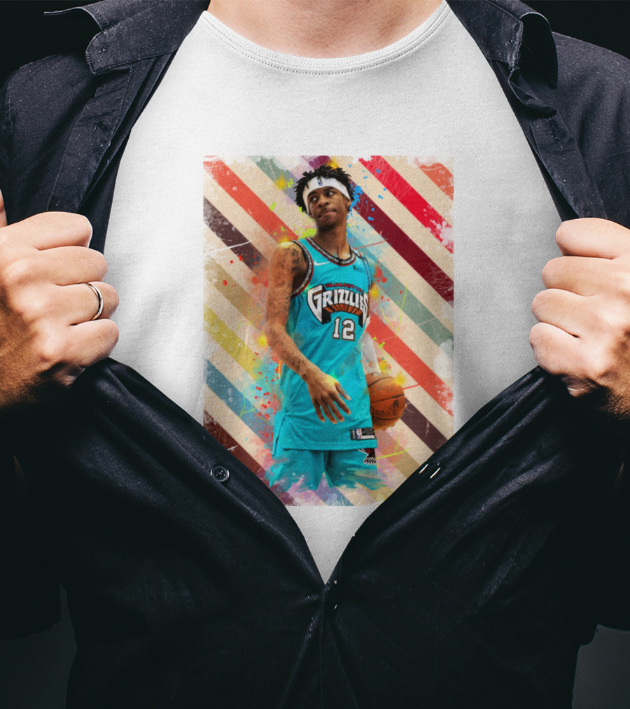 Ja Morant Grizzlies Basketball Vintage Stripes T-Shirt
