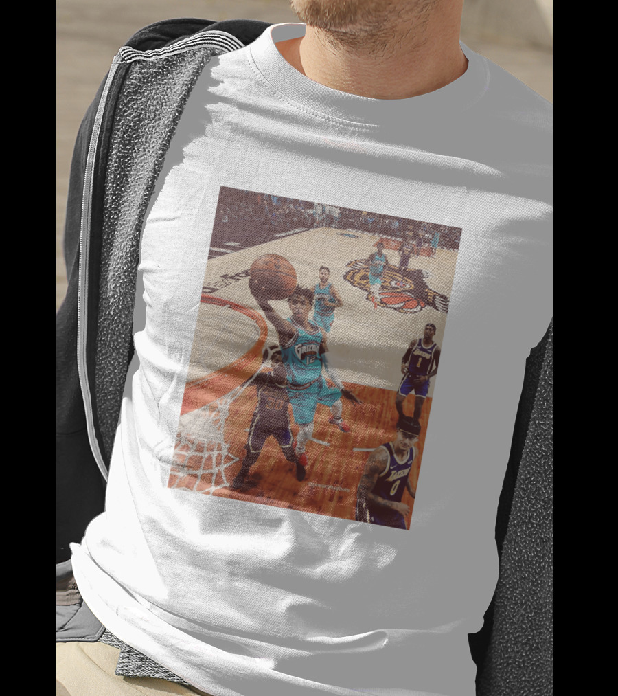 Ja Morant Funny Slam Dunk Basketball Action T-Shirt