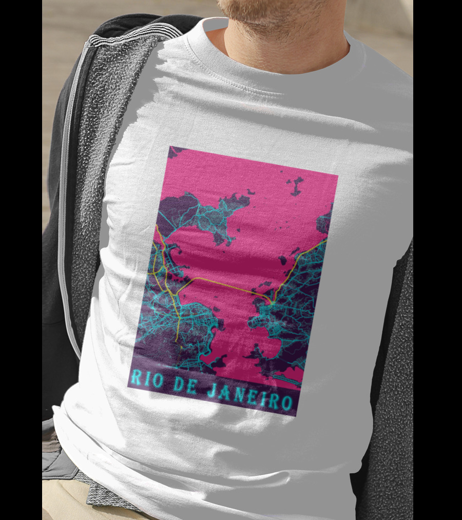 Funny Neon Rio De Janeiro Map Cityscape T-Shirt