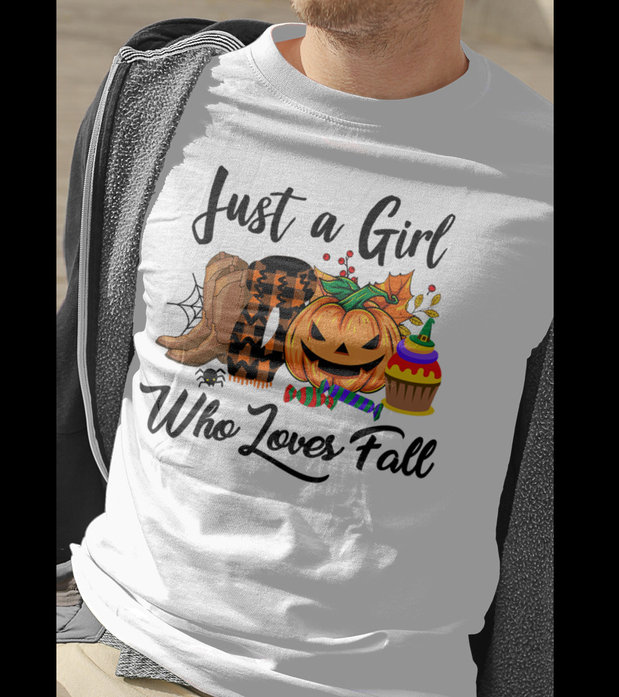 Just A Girl Who Loves Fall With Pumpkin And Boots T-Shirt
