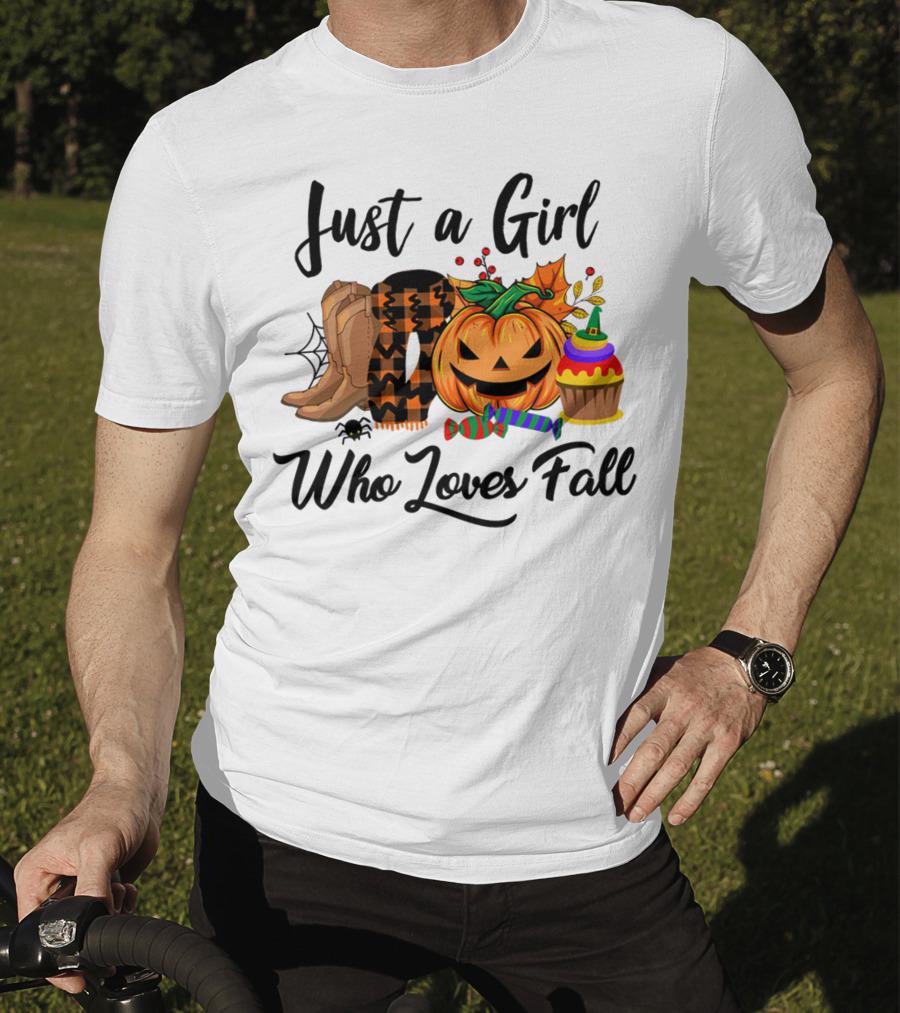 Just A Girl Who Loves Fall With Pumpkin And Boots T-Shirt